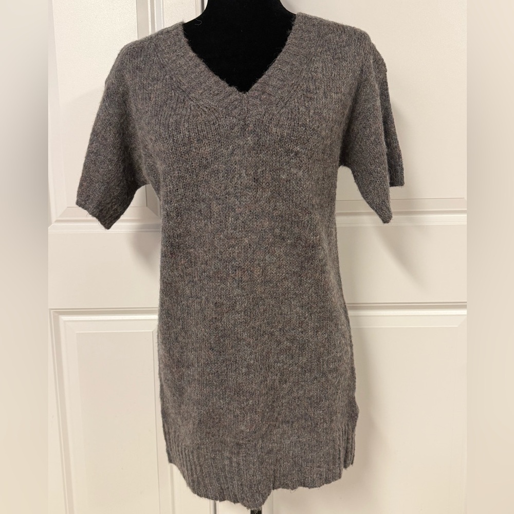 J.Crew September Short Sleeve V-neck Wool Blend Sweater